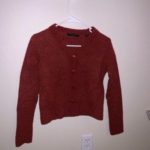 All Saints Cardigan Sweater Red Burgundy